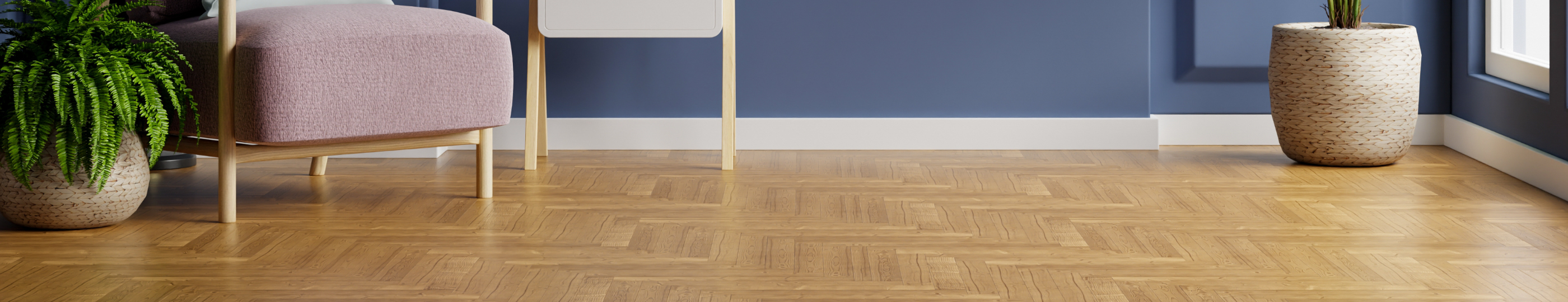 sockelleiste blaue wand stuhl pflanzen