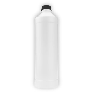 Rundflasche aus HD-PE, natur, schwarzer Deckel (1 Liter,...