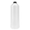 Rundflasche aus HD-PE, natur, schwarzer Deckel (1 Liter, unbefüllt)