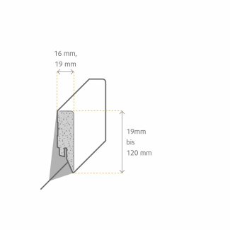 Sockelleiste 1.1 MDF Foliert wei&szlig; Topline 16 x 40 x 2500 mm