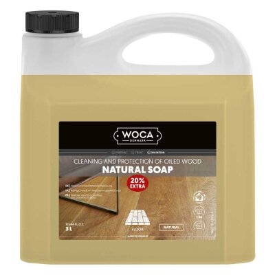 WOCA Aktion 20 % Gratis Holzbodenseife, natur (3 Liter)