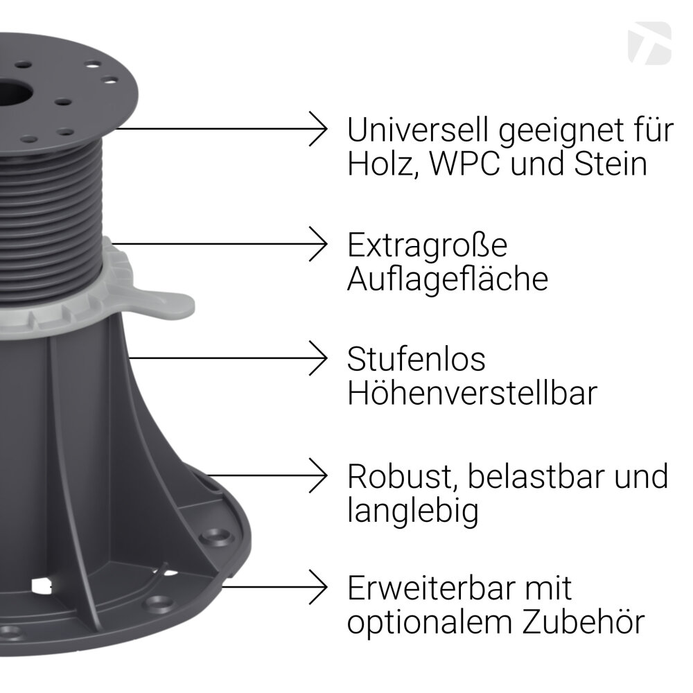 Trevendo Universal Terrassenlager Stelzlager Stellfuß  30-45 mm 40 Stück 