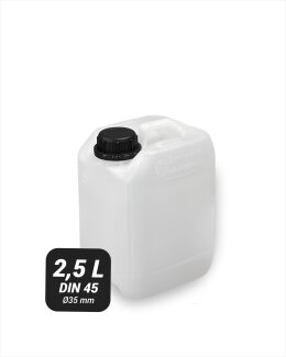 64 Stück Leerkanister aus HD-PE, DIN 45, natur (2,5 Liter)