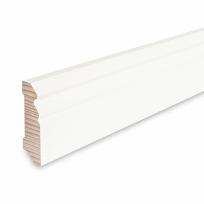 Trevendo® Sockelleiste massiv altberliner Profil weiß lackiert 16 x 58 x 2400 mm