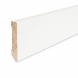 Trevendo® Sockelleiste massiv gefast weiß lackiert 16 x 80 x 2400 mm