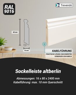 Trevendo® Sockelleiste massiv altberliner Profil...