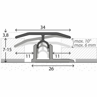 Prinz Profi-Tec Master &Uuml;bergangsprofil Nr. 303 Edelstahl geb&uuml;rstet