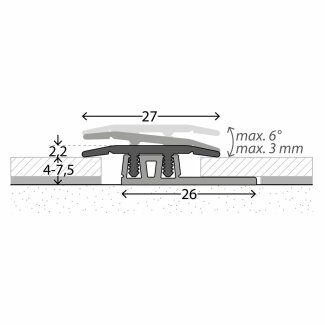 Prinz Profi-Design &Uuml;bergangsprofil Nr. 322, 27 mm 90 cm silber