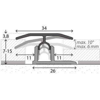 Prinz Profi-Tec Master Übergangsprofil Nr. 303, schwarz, 90 cm