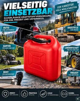 Rexxon Kraftstoffkanister für Benzin und Diesel, rot