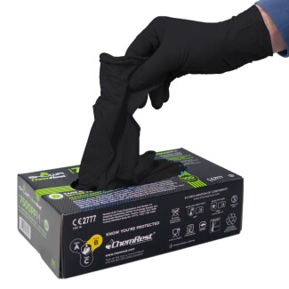 Showa 6112PF EBT Einweghandschuhe, Schwarz, 100er-Box, biologisch abbaubar S
