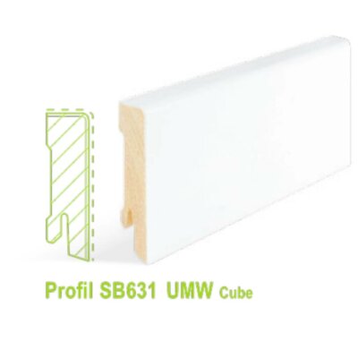 Trevendo® Sockelleiste Cube weiß foliert ähnl. RAL 9016 - 16 x 58 x 2400 mm