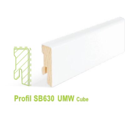 Sockelleisten Muster ca. 20 cm Cube 16 x 40 mm, foliert RAL 9016