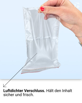 100 Druckverschlussbeutel 160x220 Mm – Transparent, Mit Stempelfeld, 50 My Stärke