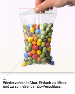 100 Stück Druckverschlussbeutel 40 µm 60 x 80 mm