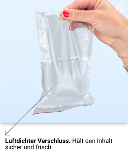100 Stück Druckverschlussbeutel 40 µm 90 x 200 mm