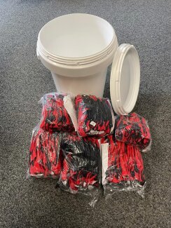 40 Liter Leereimer inkl. 84 Paar Latex Arbeitshandschuhe, Größe 8