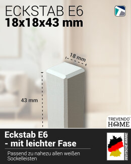 Trevendo Eckstäbe RAL 9016 lackiert 18 x 18 x 43 mm
