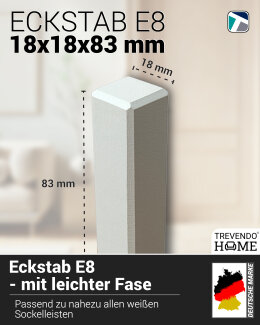 Trevendo Eckstäbe RAL 9016 lackiert 18 x 18 x 83 mm