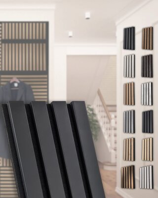 Akustikpaneele 19 x 561 x 2400 mm Schwarz matt