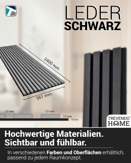 Akustikpaneele 19 x 561 x 2400 mm Leder schwarz