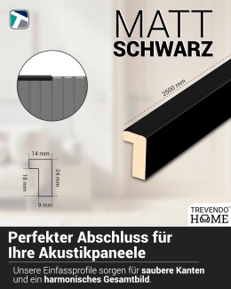 Einfassprofile für Akustikpaneele 14 x 24 x 2500 mm schwarz matt