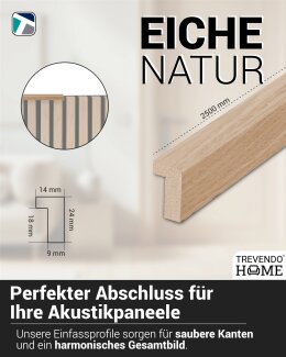 Einfassprofile für Akustikpaneele 14 x 24 x 2500 mm Eiche natur