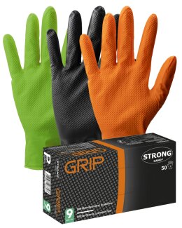 Stronghand Grip Orange Einweghandschuhe, 50er-Box