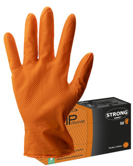 Stronghand Grip Einweghandschuhe 50er-Box, Orange, Größe 9 (L)