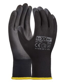Texxor 2404 Polyester-Strickhandschuhe, Polyurethan Beschichtet, Größe 8
