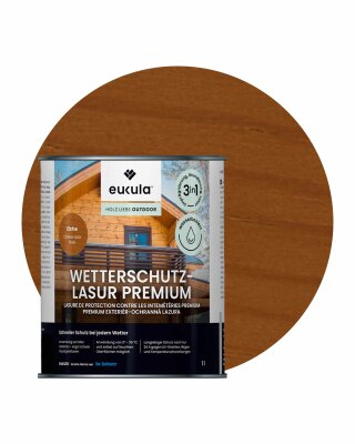 Eukula Wetterschutz-Lasur Premium, 1 Liter, Eiche