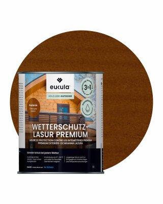 Eukula Wetterschutz-Lasur Premium, 1 Liter, Kastanie