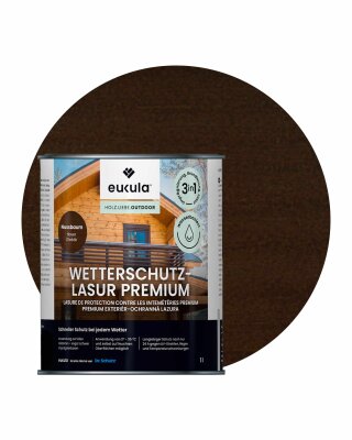 Eukula Wetterschutz-Lasur Premium, 1 Liter, Nussbaum