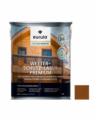 Eukula Wetterschutz-Lasur Premium, 2,5 Liter, Eiche
