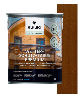 Eukula Wetterschutz-Lasur Premium, 2,5 Liter, Kastanie