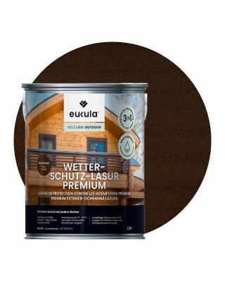 Eukula Wetterschutz-Lasur Premium, 2,5 Liter, Nussbaum