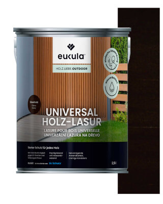 Eukula Universal Holzlasur, 2,5 Liter, Ebenholz