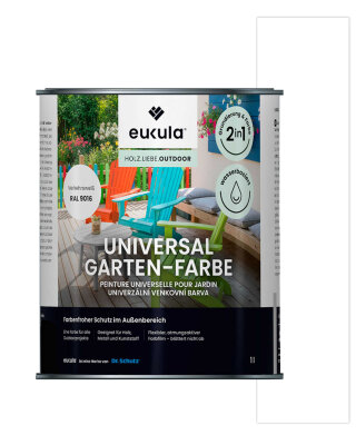 Eukula Universal Gartenfarbe, 1 Liter, Verkehrsweiß RAL 9016