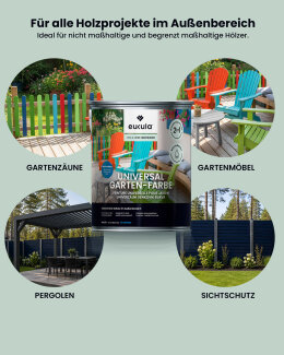 Eukula Universal Gartenfarbe, 1 Liter, Verkehrsweiß RAL 9016