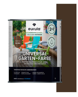 Eukula Universal Gartenfarbe, 1 Liter, Sepiabraun RAL 8014
