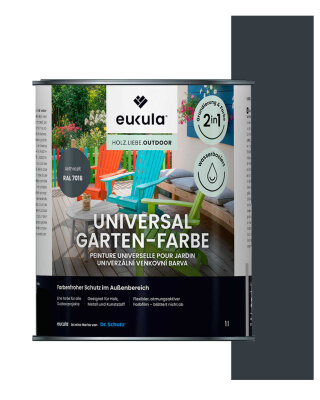 Eukula Universal Gartenfarbe, 1 Liter, Anthrazit RAL 7016