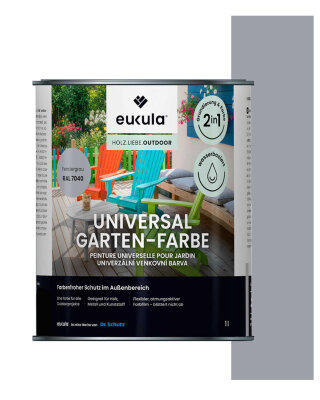 Eukula Universal Gartenfarbe, 1 Liter, Fenstergrau RAL 7040