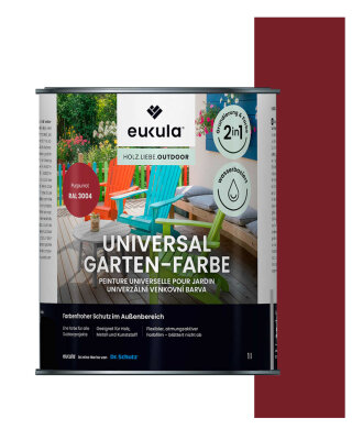Eukula Universal Gartenfarbe, 1 Liter, Purpurrot RAL 3004