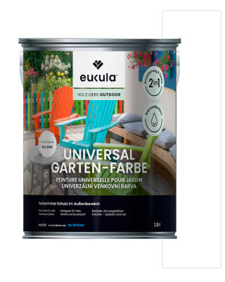 Eukula Universal Gartenfarbe, 2,5 Liter, Verkehrsweiß RAL 9016