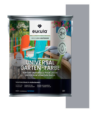 Eukula Universal Gartenfarbe, 2,5 Liter, Fenstergrau RAL 7040