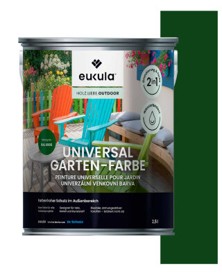 Eukula Universal Gartenfarbe, 2,5 Liter, Moosgrün RAL 6005