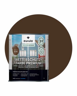 Eukula Universal Wetterschutz Farbe, 1 Liter, Sepiabraun RAL 8014