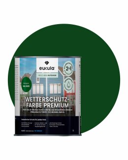 Eukula Universal Wetterschutz Farbe, 1 Liter, Moosgrün RAL 6005