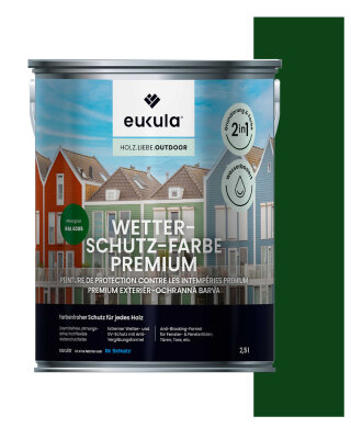 Eukula Universal Wetterschutz Farbe, 2,5 Liter, Moosgrün RAL 6005
