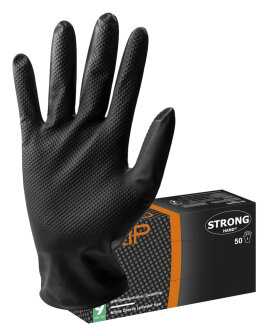 Stronghand Grip Einweghandschuhe 50er-Box, Schwarz, Größe 11 (XXL)